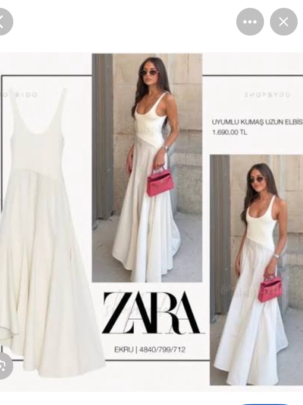Zara Cream Scoop-Neck Maxi Dress
